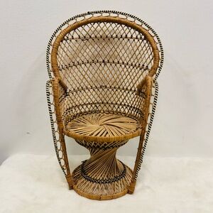 Mini Bohemian Wicker Peacock vintage doll Barbie Chair!